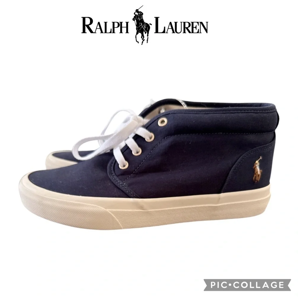 Polo Ralph Lauren Men Blue Keaton Chukka Boot canvas Sneakers size 7.5 NWT